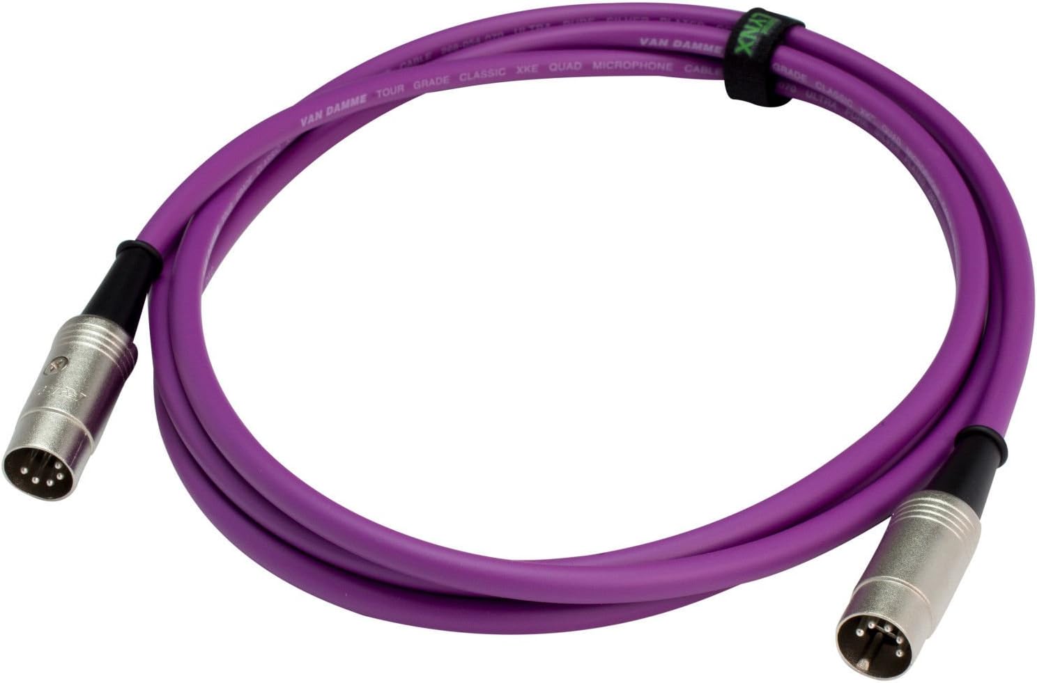 Van Damme Starquad Midi Cable. Phantom Power. 5 Pin DIN Lead. 4 Core Screened (1m, Purple)