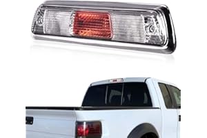 ALLGOOD Third Brake Light, Compatible with 2009-2014 Ford F150 Truck 3rd Brake Lights Assembly High Mount Center Rear Roof Third Cargo Light Parking Light Halogen, Clear/Red Lens Black Housing