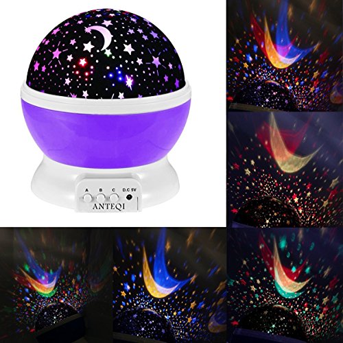 Sun And Star Lighting Lamp 4 LED Bead 360 Degree Romantic Room Rotating Cosmos Star Projector With 4.9 FT USB Cable, Light Lamp Starry Moon Sky Night Projector Kid Bedroom Lamp