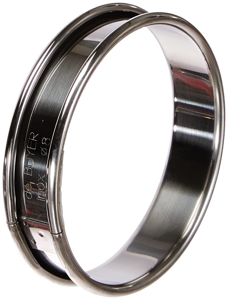 De Buyer - 3091.08N - Circular Tart Frame with Rolled Edge, Stainless Steel, Height 2cm Diameter 2cm.