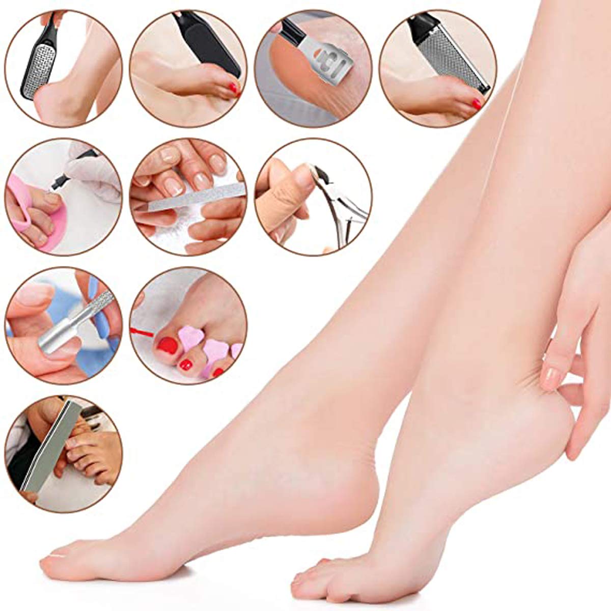 ALCKYSIR 23-In-1 Professional Pedicure Tool Set, with Foot Files and Rasp, Foot Grinder Callus Cuticle Remover, Toenail Clippers Set with Portable Storage Box for Women and Men : Beauty