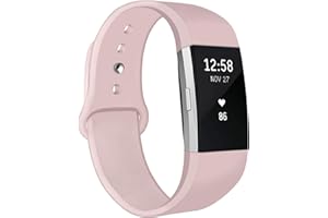 NAHAI Bands Compatible with Fitbit Charge 2, Soft Silicone Replacement Bands Adjustable Sport Wristbands Strap Accessories for Fitbit Charge 2, Women Men, Large Small