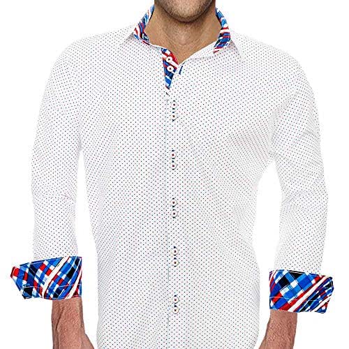 White Dress Shirt With Red Buttons 