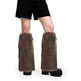 cnomg Fuzzy Leg Warmers Faux Fur Leg Warmers Furry Boot Cuffs For Women Cosplay Christmas Rave Festival