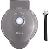 Dash Deluxe Mini Waffle Maker- Compact, Easy-to-Clean Breakfast Appliance - Convenient Cord Wrap - Cleaning Brush Included - 4-Inch - Storm Gray