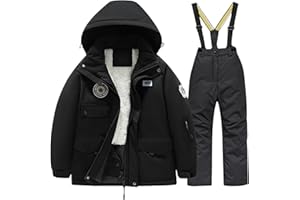Snowsuit 2 Piece for Boys Girls Winter Warm 𝐒now Ski Plush Jacket Pants Set Kids Trendy Windproof Thick Outdoor Coat