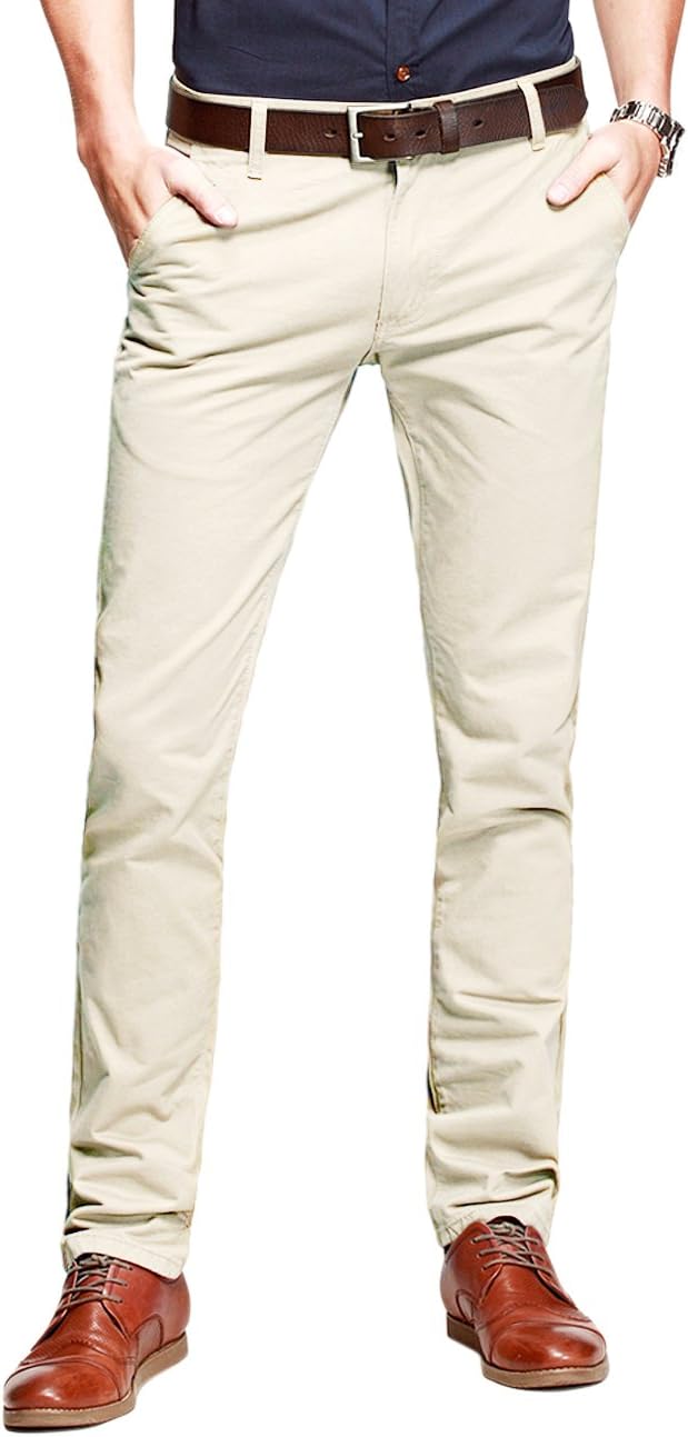 Mens Slim Tapered Flat Front Casual Pants