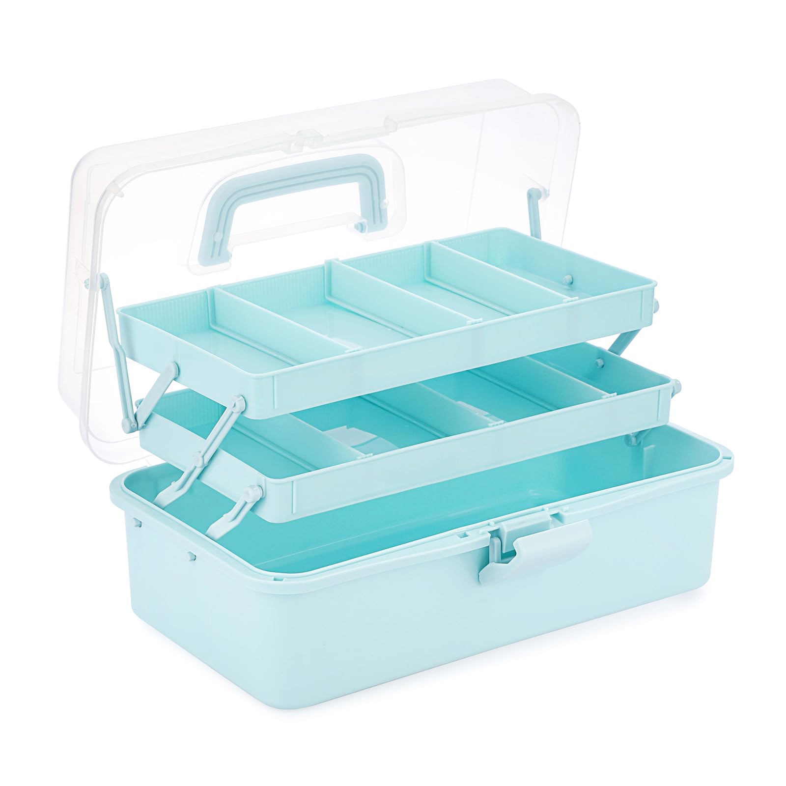 IGNPION 3 Layer Craft Stackable Storage Box 7-compartment Mulit Purpose Dividers Storage Container for Storing&Organising Toys, Arts Crafts, Stationery, Sewing, Fishing Tackle, Blue