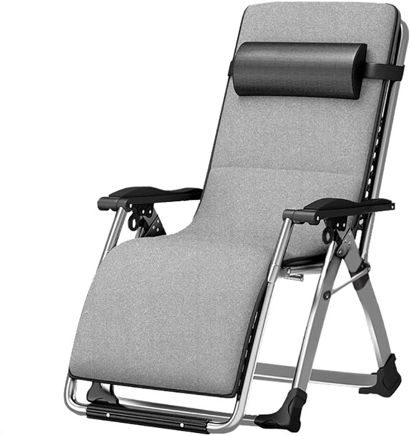 Recliners Oversize Padded Zero Gravity, Heavy Duty Folding Adjustable Lounge Chair with Plastic Lock, Ideal for Garden Pool Yard Beach, Support 440lbs (Color : With cotton pad)