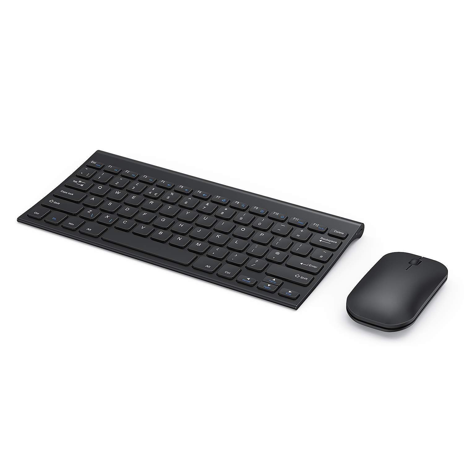 seenda WGJP-031 Small Wireless Keyboard and Mouse, Ultra Compact Rechargeable USB Keyboard and Mouse Combo with Portable Size Low Profile Keys for Windows XP/7/8/10/11 Laptop Computer, Black