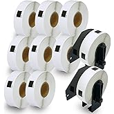 BETCKEY - Compatible Address Labels Replacement for Brother DK-1204 (0.66" x 2.1")[10 Rolls + 2 Reusable Cartridge]