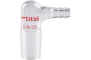 Adamas-Beta Glass 90 Degree Vacuum/Gas Adapter, Borosilicate Glass Bent Inlet Adapter with 19/22 Inner Joint and Hose for Laboratory Lab Supply