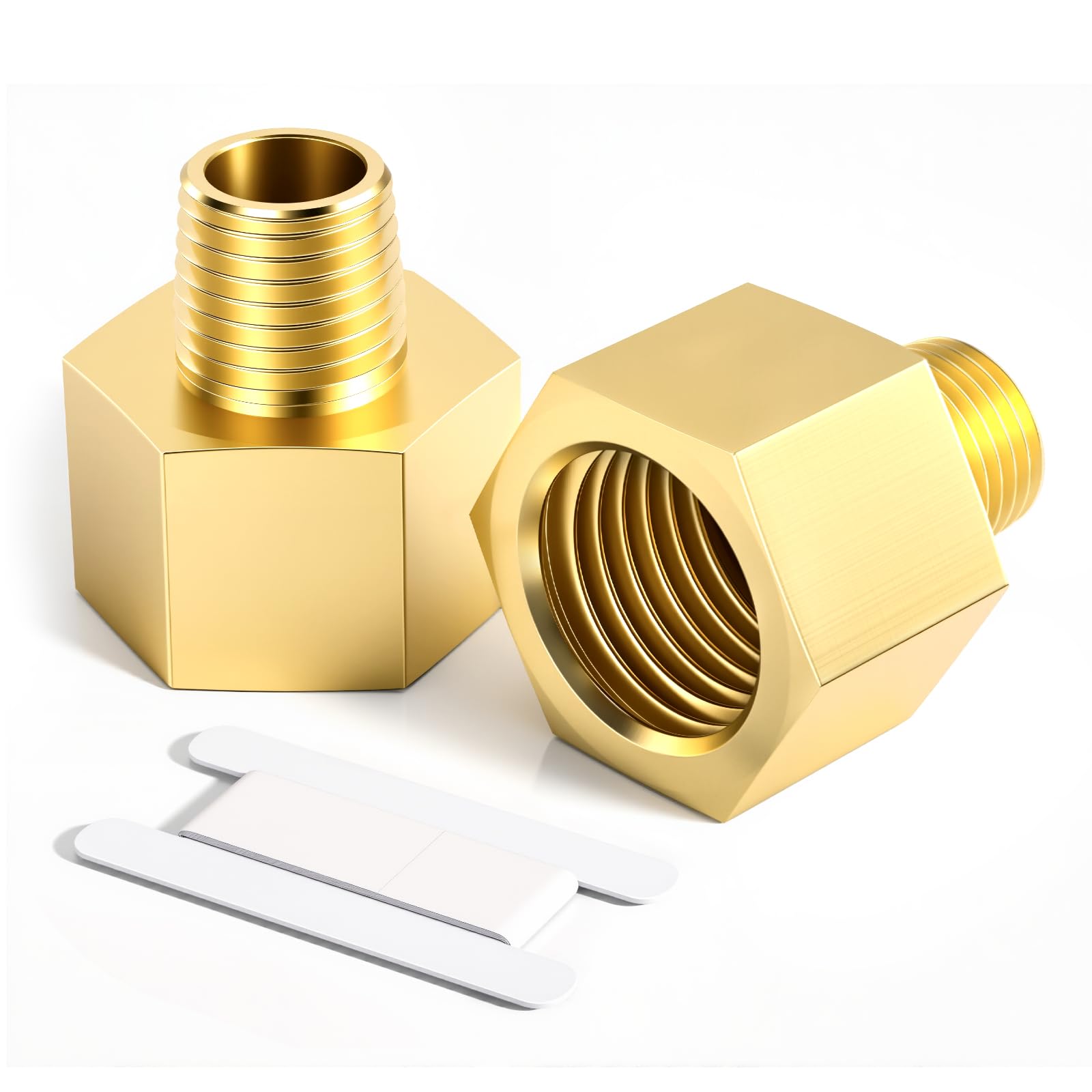 Bwintech 2 Pcs 1/2" Female to 1/4" Male BSP Thread Brass Hex Bushing Reducing Connector for Pipe Connecting Conversion