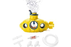 Moonorange Aquarium Air Bubbler Decoration Kit, Fish Tank Air Stone Set, Realistic Submarine Ornaments with Full Accessories. (Submarine Kit-Yellow)