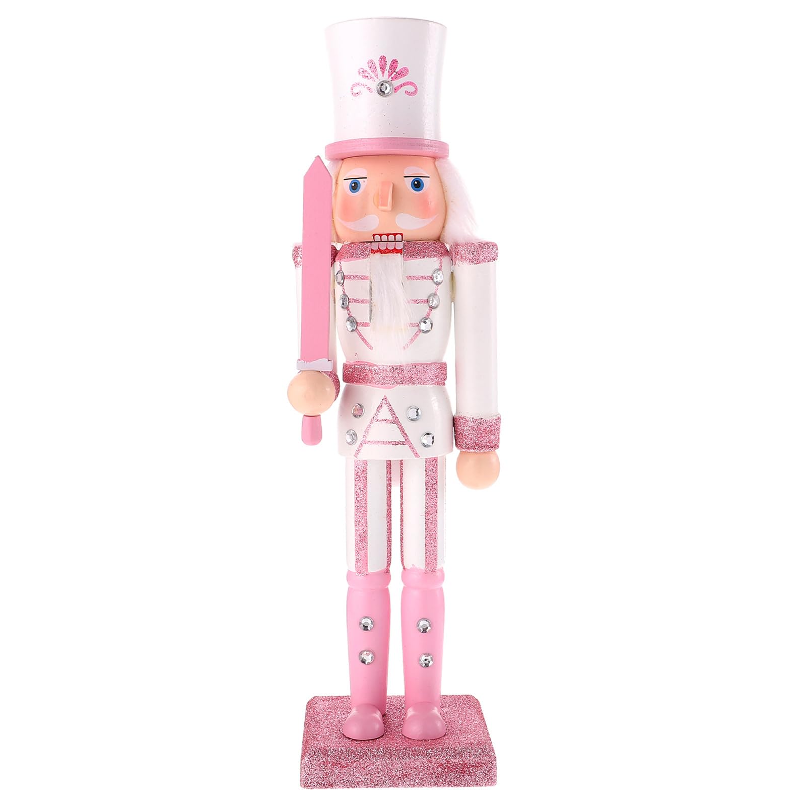 Gatuida Wooden Nutcracker Soldiers: 30cm Christmas Traditional Nutcracker Figures Ornaments for Home Fireplace Christmas Tree Party Decoration, Pink