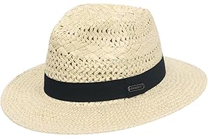 GLAKJGIY Straw Fedora Panama Hat for Women Men - Summer Beach Sun Hats Wide Brim UV Protection Lightweight
