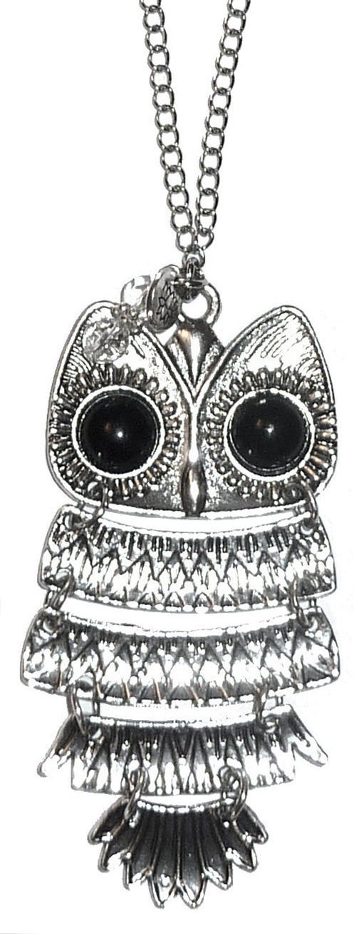 Rear View Mirror Car Charm Ornament, Sun Catcher, Hanging Pendent, Stainless Steel Chain. Comes in a Gift Box (Owl)