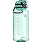 Fanhaw 32 Oz Clear Tritan Water Bottle, BPA-Free & Leak-Proof, Wide Mouth with Anti-dust Chug Lid, Reusable Plastic Bottle for Gym, Travel, School & Office (Glow Green)