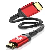 ALLEASA 8K HDMI Cable, Ultra 48Gbps High Speed 1 FT HDMI Cable, 1 Foot hdmi Cable -4K@120Hz 8K@120Hz, eARC, HDR10, DTS:X, HDCP 2.2 & 2.3, Compatible with PS4/5,Blu-ray, Monitor,PC and More (Color: Red, Tamaño: 1 Feet)