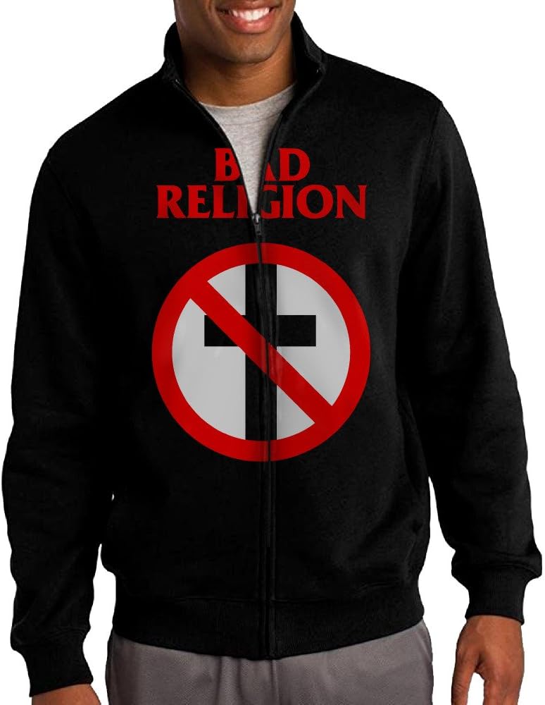 Zepu Men's Sweatshirt Bad Religion Classic Crossbuster Full-zip Hoodie Jacket Black