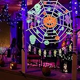 37PCs Halloween Decorations Indoor & Outdoor 9.8x9.8 Feet Spider Web with Glow in the Dark Party Supplies,Halloween Party Favors for Kids, Ceiling and Wall Decals