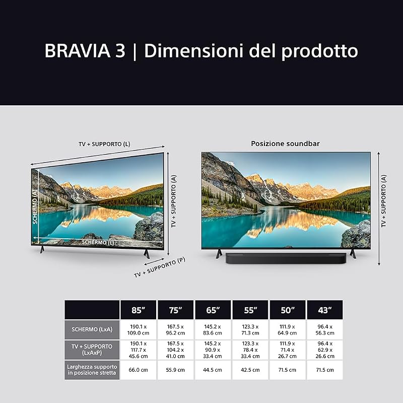 BRAVIA 3 - Direct LED | Altoparlante X-Balanced | Dolby Vision/Atmos | IMAX Enhanced | Google TV (2025) | Google Cast | Apple AirPlay 2| Eco Dashboard 2 | Game Menu 2-75pollici