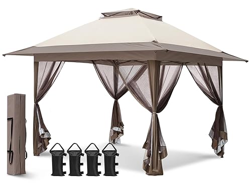 EAGLE PEAK 13x13 Pop Up Gazebo with Mesh Netting, Easy Up Screened