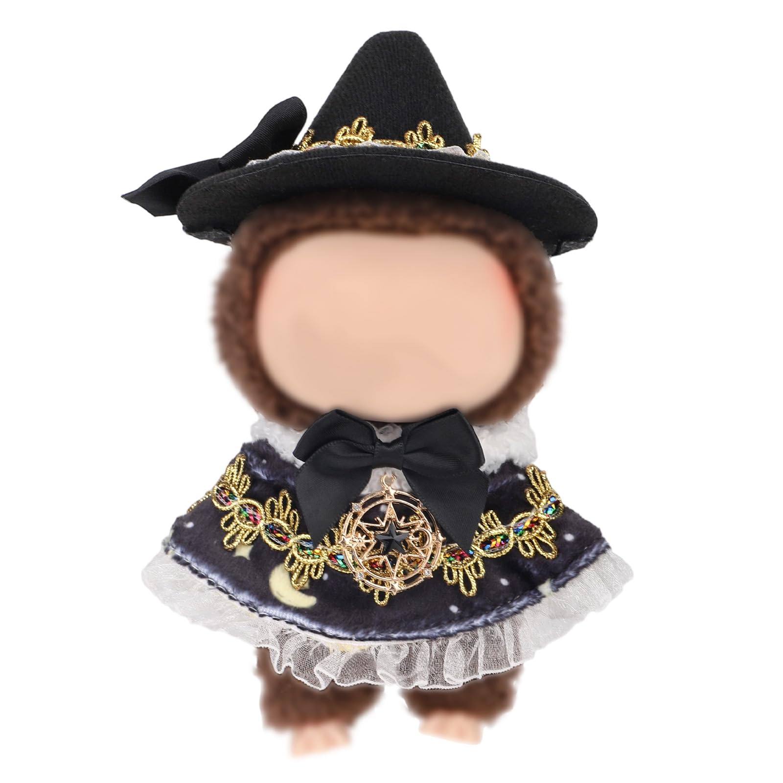 Doll Clothes Set, Fashion Black Halloween Outfit with Scarf Hat Skirt Halloween Themed Design Decoration for 17cm Doll Accessories