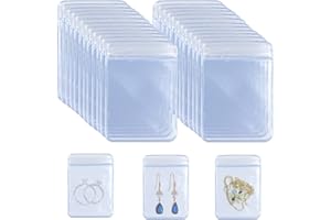 DOERDO 100 Pieces PVC Clear Jewelry Anti Oxidation Zipper Bag Antitarnish Plastic Bags for Packaging Jewelry Earrings Rings C