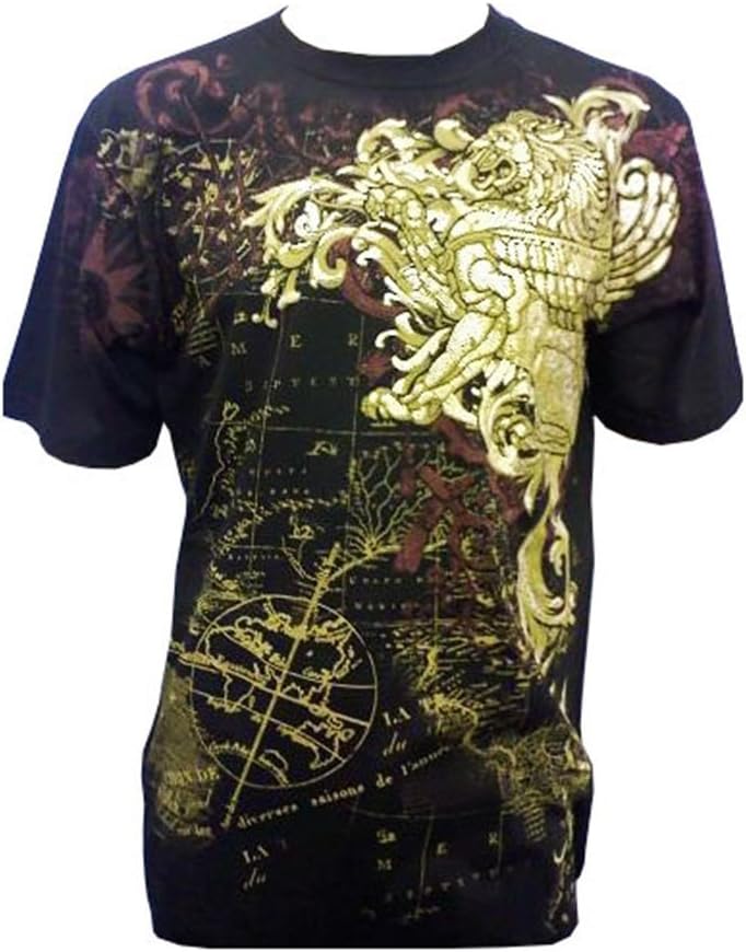 Konflic Golden Lion World Atlas Designer Muscle T-shirt Black XL