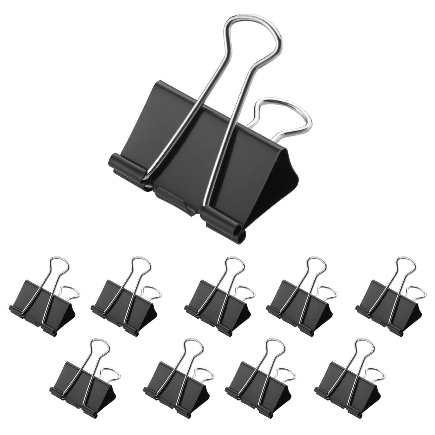 Westcott E-10705 00 Foldback Clips, 50 mm, Black, Pack of 12, Metal Sturdy and Reusable Paper Clips