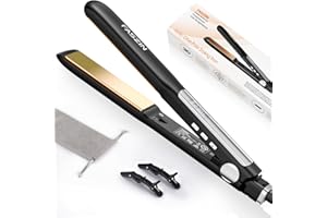Faszin Professional Hair Straightener, 1.18 inch Ionic Titanium Plate, 20S Fast Heat Up Flat Iron with Clear LED Display, 2 in 1 Straightener and Curler Styling Tool for Straighten Hair (Black)