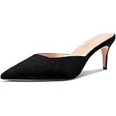 DearOnly Womens Pointed Toe Kitten Heel Mules Slip-on Stiletto Mid Heel Sandals Prom Dress Shoes 2.6 Inches Heels