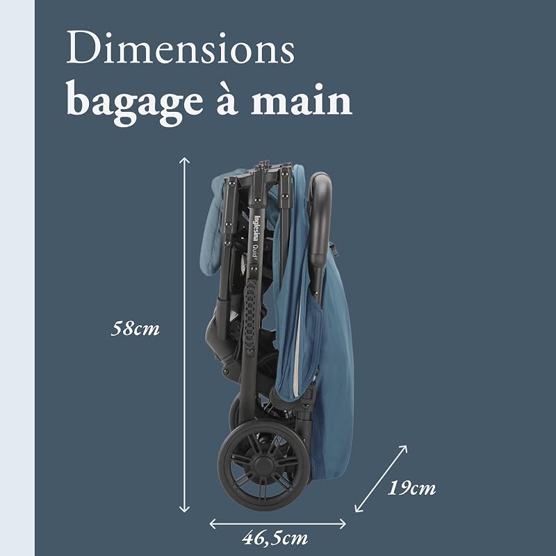 Poussette légère Quid², jusqu'à 22 kg, Compacte et Légère, Idéale pour l'Avion, Manta Blue