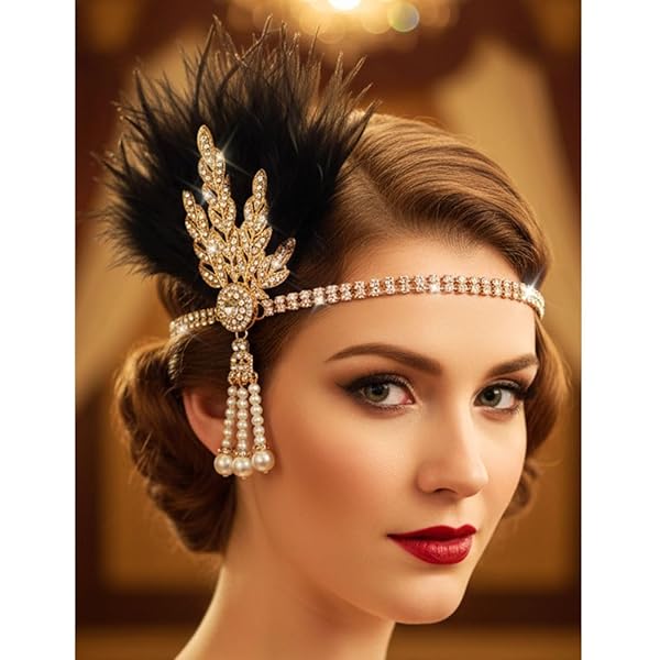 Gold Feather Headband - Elegant Women’s Hair Accessory Amazon.com : Unicra Gold Leaf Hair Vine Greek Goddess Hair  main image 3
