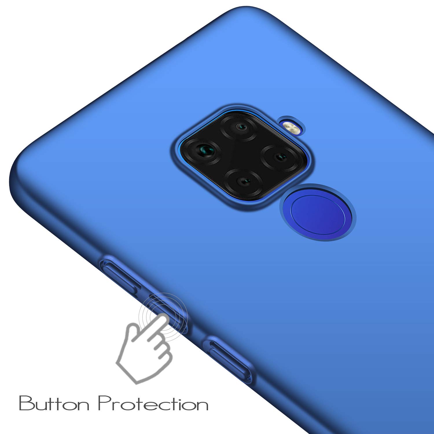 UCMDA Funda para Huawei Mate 30 Lite, Carcasa Huawei Mate 30 Lite con Protector de Pantalla, Fundas [Anti-Arañazo] Duro para Huawei Mate 30 Lite (Azul)