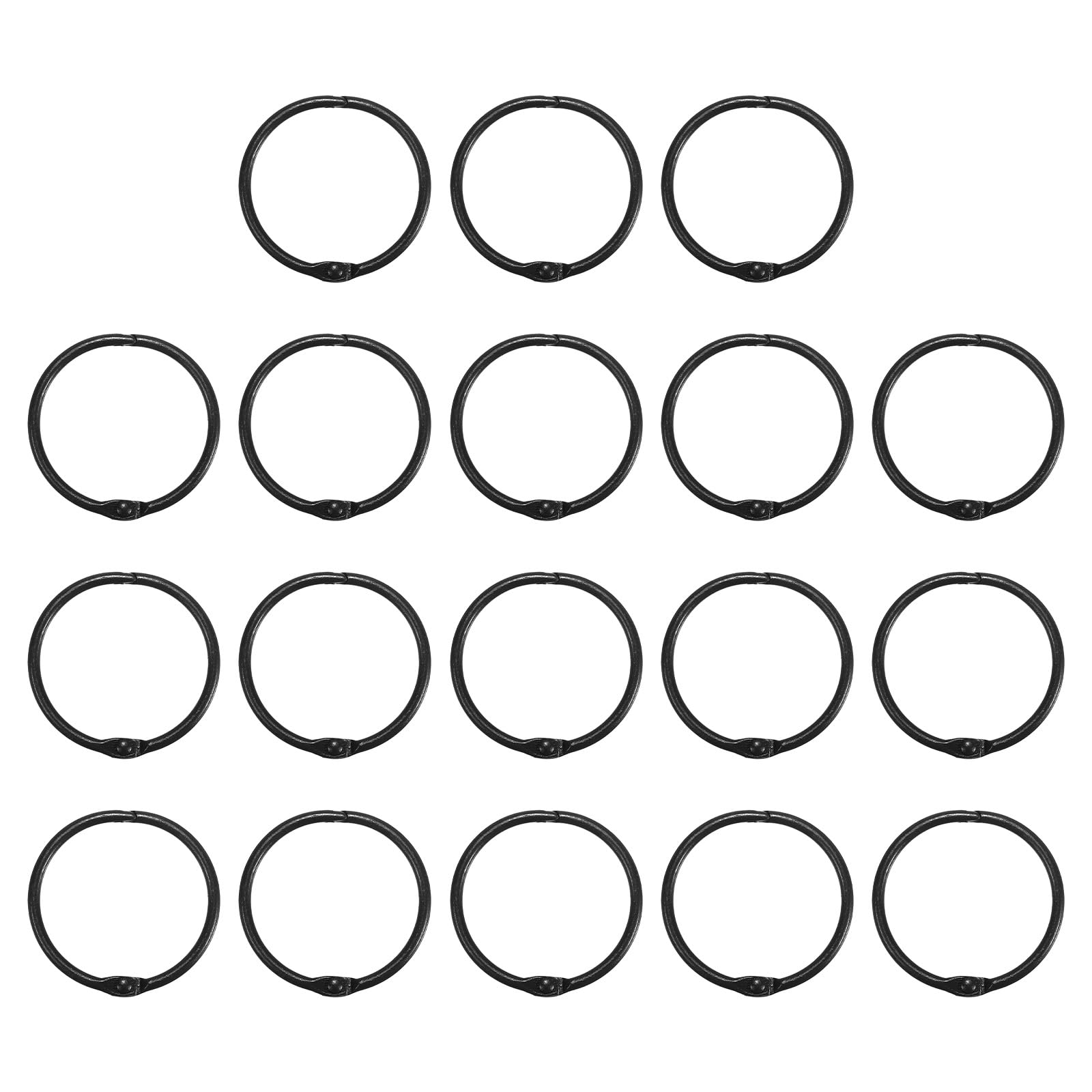 PATIKIL 1.8 Inch Loose Leaf Binder Rings, 18 Pack 3mm Metal Flash Card Book Binding Rings for Key Chain Index Card Scrapbooks, Black