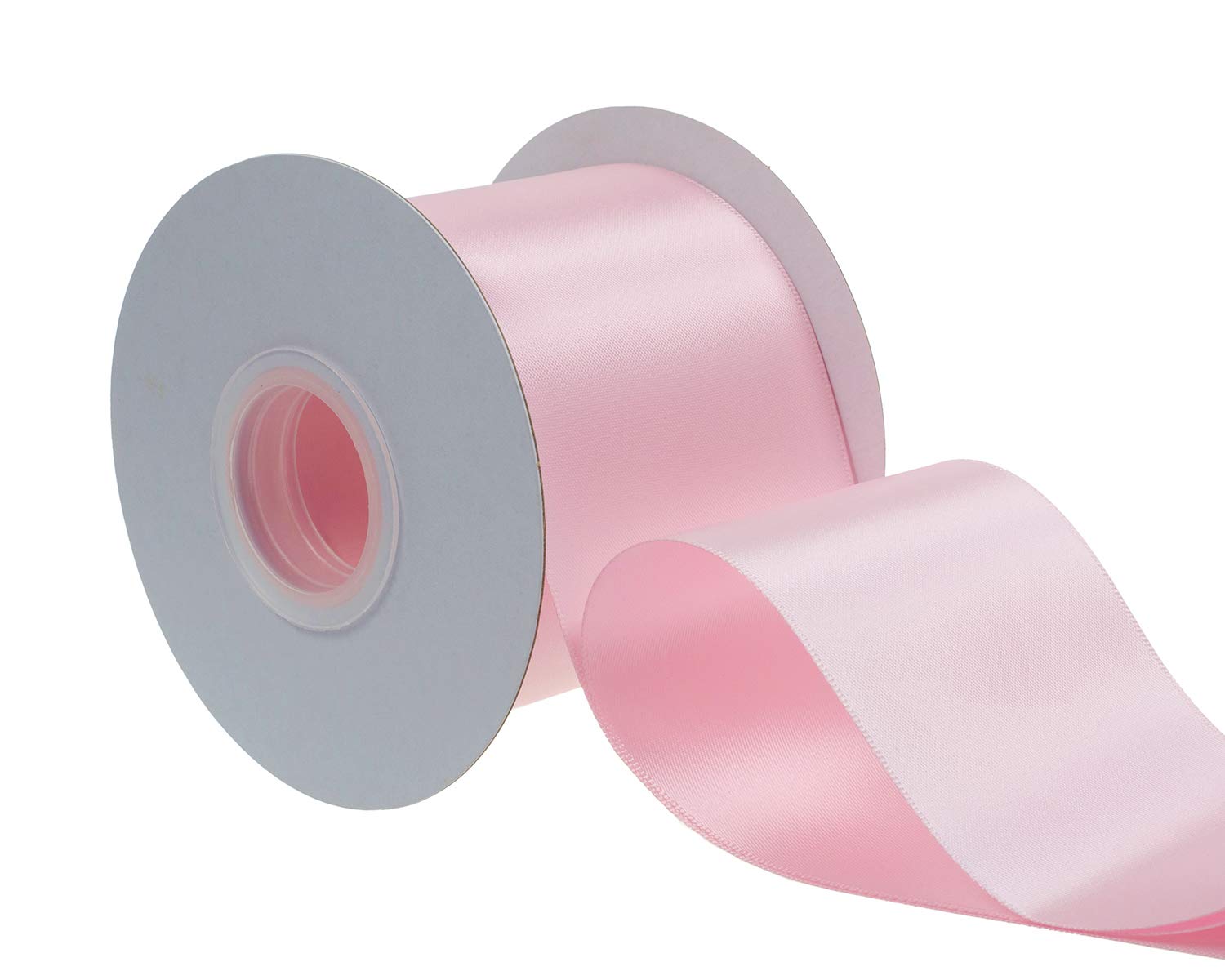 Ribbonitlux 75mm Wide Double Sided Satin Ribbon 22 Meters (117-Light Pink, Set for Gift Wrapping, Party Decor, Sewing Applications, Wedding and Craft