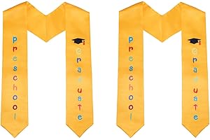 SHOULDIN 2-Pack Unisex Kids Graduation Stole Sash Preschool Kindergarten Printed 50'' Long