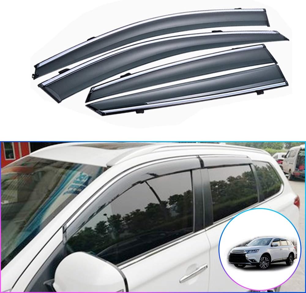 Muchkey Wind Visor for Mitsubishi Outlander 2013 2014 2015 2016 2017 2018 2019 2020 Car Sun Rain Guard Wind Deflectors 4-Piece Set