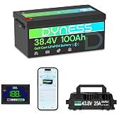 Dyness 36V 100Ah Lithium Golf Cart Battery with 36V 25A LiFePO4 Batteries Charger, 4000+ Cycles, Smart 200A BMS, Bluetooth App and LCD Display Compatible for Golf Cart，RVs &amp; Solar