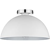 GLOBE Electric Brady 1-Light Semi-Flush Mount Ceiling Light, Matte White, Chrome Details,61091