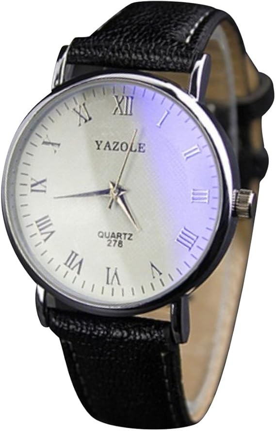 Amazon メンズ 高級 レザー 革 ベルト ビジネス ウォッチ シンプル おしゃれ スーツ 軽量 腕時計 Box 時計拭き 付 ホワイト ブラック メンズ腕時計 腕時計 通販