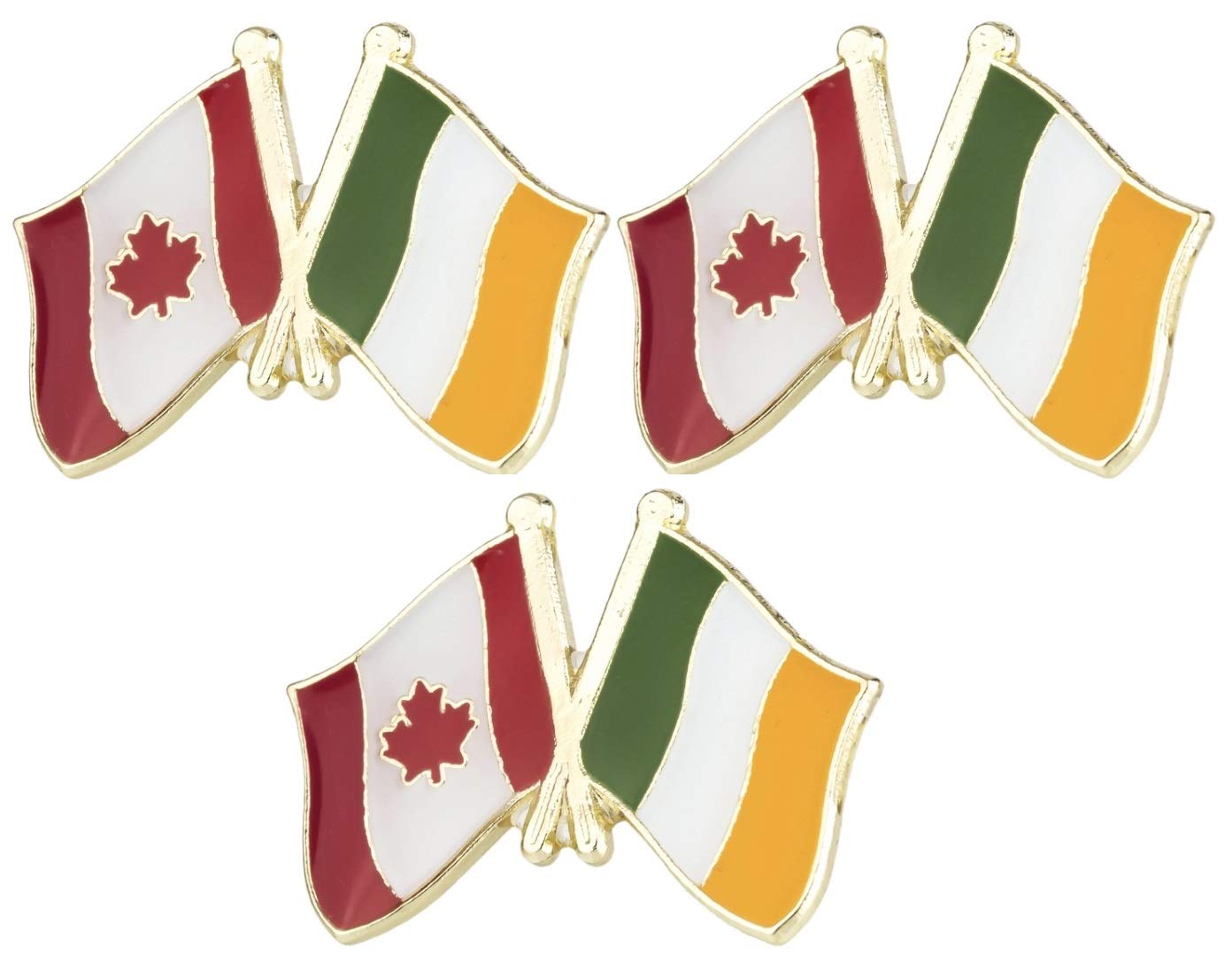 set of 3 x Flag of Ireland and Canada friendship metal pin badges badge