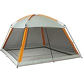 Amazon Basics Screened Canopy Tent, 12 x 12 ft with Zippered Enclosure, UPF50+ Sun Protection, Bug-Free Outdoor Shelter for Camping, Parties and Events, No Floor