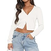 Ezbelle Women's Long Sleeve Open Front Cropped Lightweight Cardigan Sweater Button Down Shirt 2026 Fall Tops