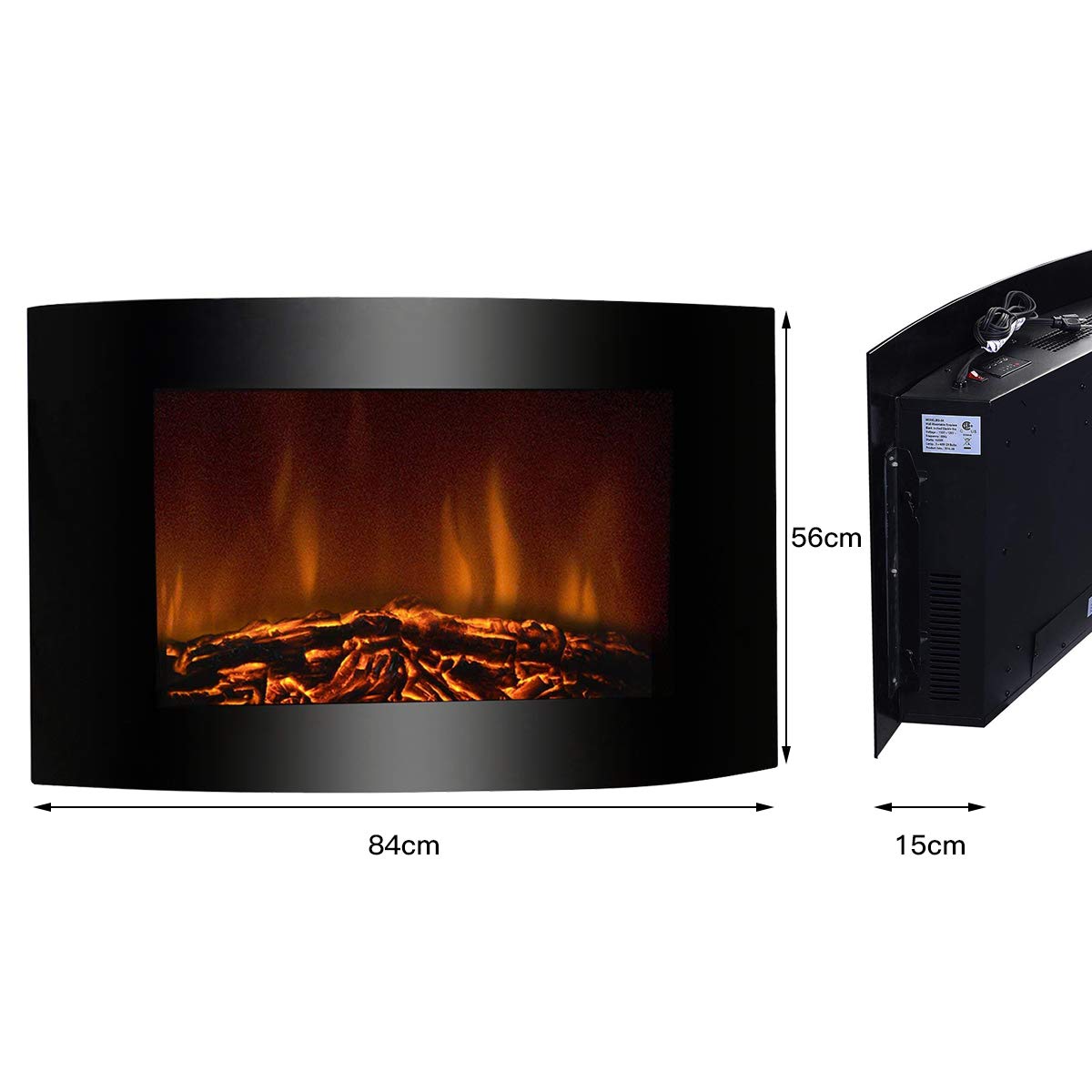 COSTWAY Elektrokamin Mit Heizung Wandkamin Elektrisch Dekokamin Mit