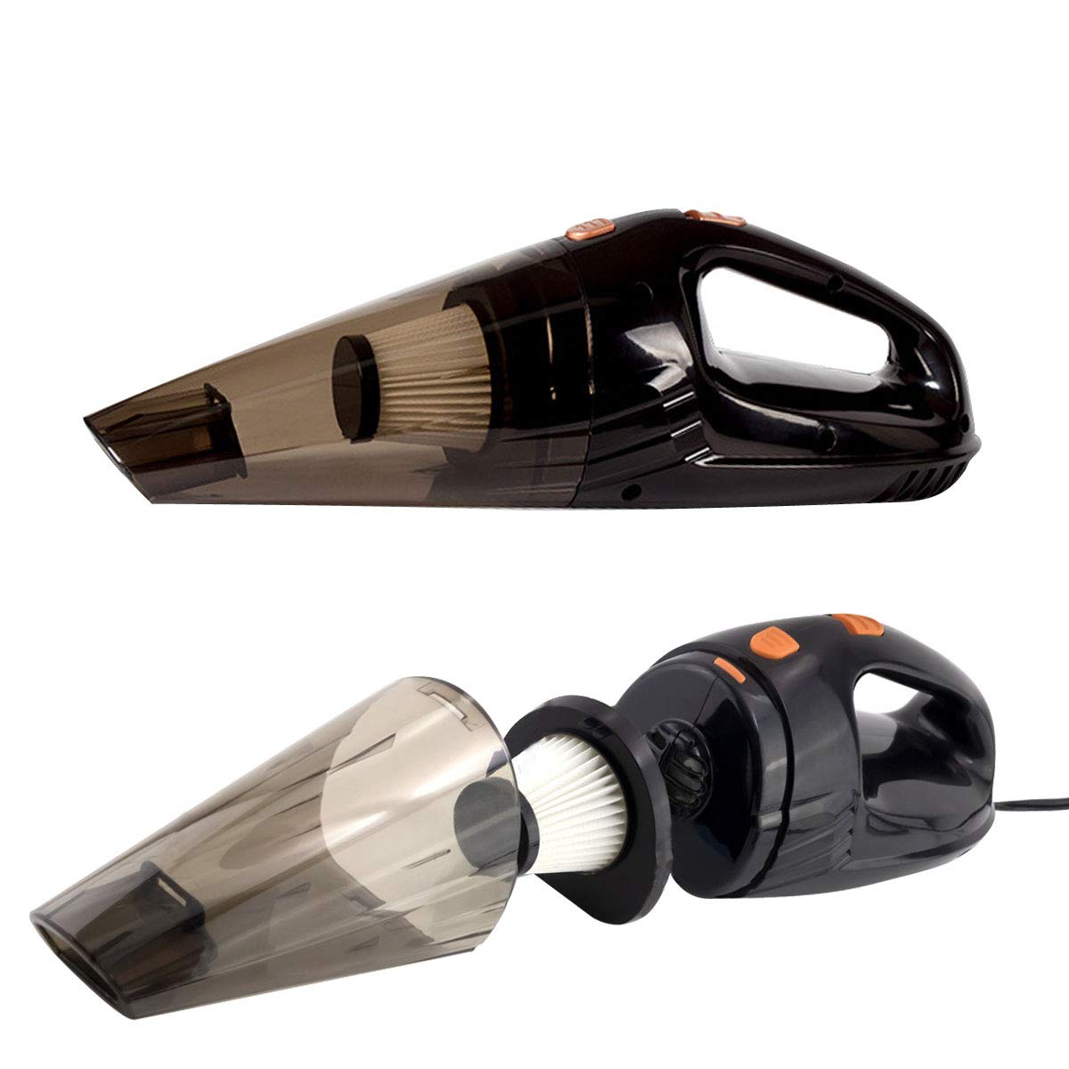 KULUSSY Car Vacuum Cleaner, Handheld Auto Vacuum of High Power Wet & Dry Car VAC Stainless Steel Strong Suction Mini Size DC 12-Volt 16.47ft(5M) Power Cable with a Carry Bag By