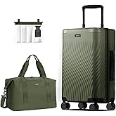 ECOHUB Hardside Expandable Carry On Luggage, 20" Rolling Luggage 22x14x9 Airline Approved with Spinner Wheels & TSA Lock, Lightweight Small Hardshell Travel Suitcase Valises, 20inch Carry-on Green