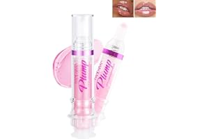LYSDEFEU Lip Plumping Booster Lip Gloss,Plump and Pout Lip Plumper Hydrating & Volumizes Lip Gloss,Enhancing Plump Effect for Fuller Lips,High Shine Lip Glaze,Valentine's Day Makeup Gift for Women Girl-01+02
